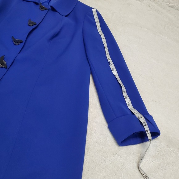 Tahari ASL Royal Blue 3/4 Sleeve Long Blazer Jacket Plus Size 14W Office Classic - Picture 8 of 10